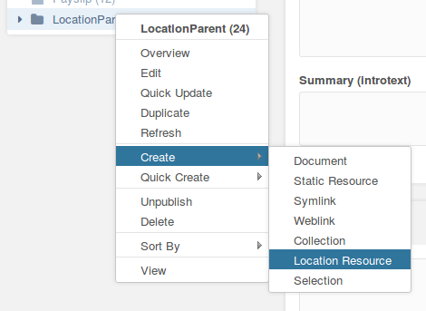 Create a new Location Resource in the MODX manager.